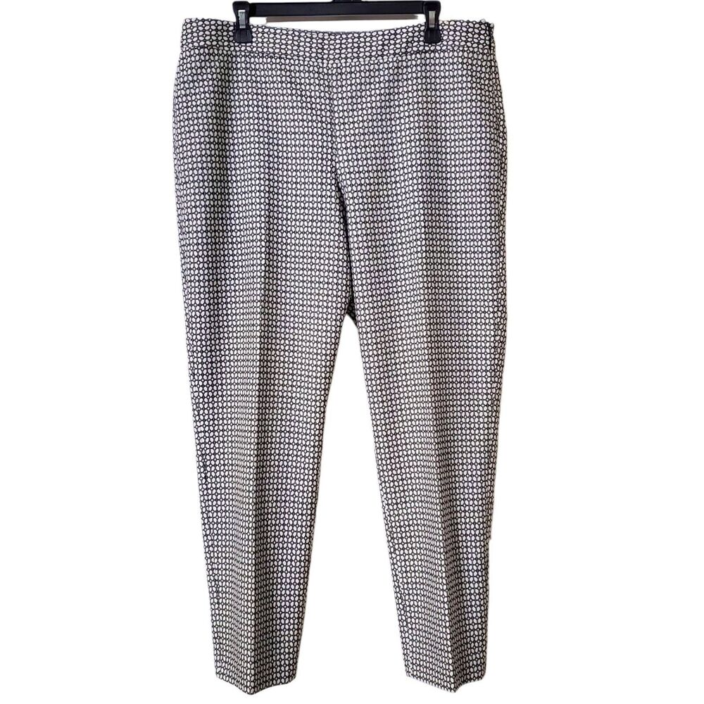 TALBOTS Chatham Ankle DRESS PANTS Size 14 Side Zipper Cotton Stretch Patterned